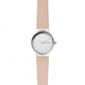 Skagen-Freja-Pink-Leather-Watch on sale