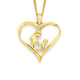 9ct+Mother+%26amp%3B+Child+Heart+Pendant