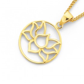 9ct+Lotus+Flower+Circle+Pendant