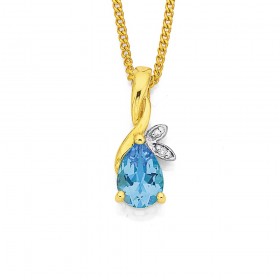 9ct+Blue+Topaz+%26amp%3B+Diamond+Pendant