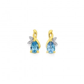 9ct-Blue-Topaz-Diamond-Earrings on sale