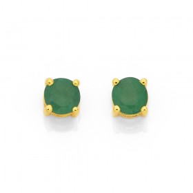 9ct+Emerald+Studs