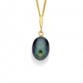 9ct+Black+Freshwater+Pearl+Pendant