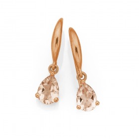 9ct+Rose+Gold+Morganite+Pear+Earrings