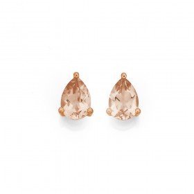 9ct+Rose+Gold+Morganite+Pear+Studs