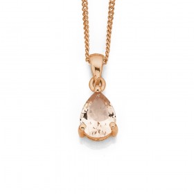 9ct+Rose+Gold+Morganite+Pear+Shaped+Pendant