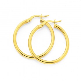 9ct+20mm+Polished+Hoop+Earrings