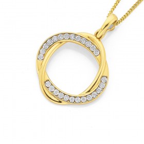 9ct%2C+Diamond+Open+Intertwined+Double+Oval+Pendant