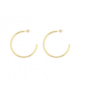 9ct+Gold+40mm+Hoop+Stud+Earrings