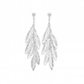 Sterling+Silver+6+Feathers+Drop+Earrings