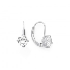 Sterling-Silver-6mm-Round-Cubic-Zirconia-Lever-back-Earrings on sale