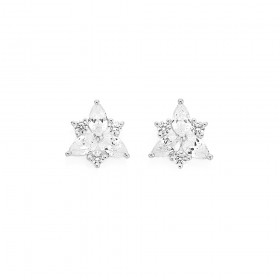 Sterling+Silver+Cubic+Zirconia+Cluster+Studs