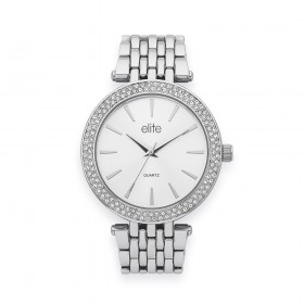 Elite-Ladies-Stone-Set-Silver-Tone-Watch on sale