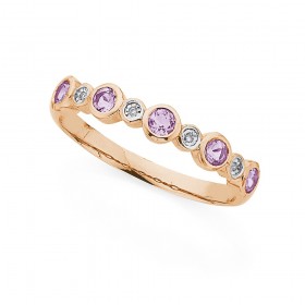 9ct-Rose-Gold-Diamond-Pink-Amethyst-Multi-Band-Ring on sale