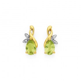 9ct+Peridot+%26amp%3B+Diamond+Earrings