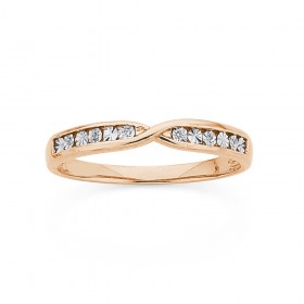 9ct+Rose+Gold+Diamond+Miracle+Set+Crossover+Band