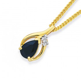 9ct+Sapphire+and+Diamond+Pendant