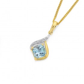 Pretty+Blue+Topaz+with+Diamond+Pendant