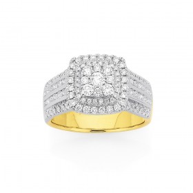 9ct+Four+Row+Diamond+Cluster+Ring+TDW%3D1ct