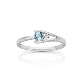 9ct-White-Gold-Aquamarine-and-Diamond-Ring on sale