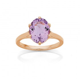 Eliza+9ct+Rose+Gold+Pink+Amethyst+Cocktail+Ring