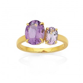 Eliza+9ct+Amethyst+and+Pink+Amethyst+Ring