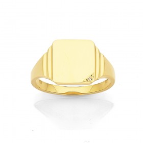 9ct-Square-Top-Diamond-Gents-Ring on sale