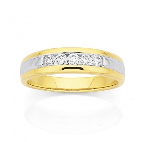 9ct+Two+Tone+Diamond+Band