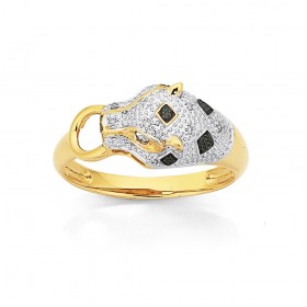 9ct-Leopard-Diamond-Head-Ring on sale