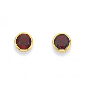 9ct+4mm+Garnet+Bezel+Set+Studs