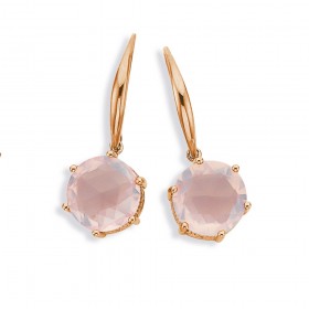 Eliza+9ct+Rose+Gold%2C+Rose+Cut+Rose+Quartz+Hook+Earrings