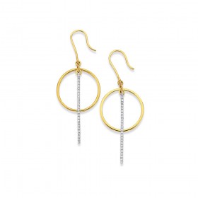 9ct-Circle-with-Diamond-Line-Hook-Earrings on sale