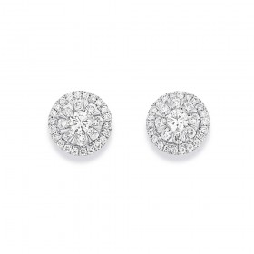 9ct-White-Gold-Enhanced-Cluster-Halo-Earrings on sale