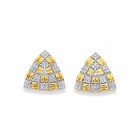 9ct+Triangle+Ribbed+Diamond+Earrings