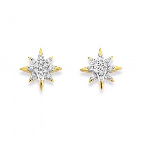 9ct+Star+Diamond+Earrings