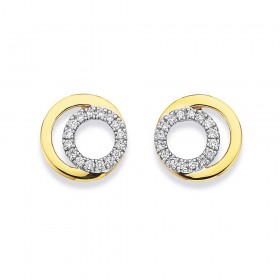 9ct-Circle-in-Circle-Diamond-Earrings on sale