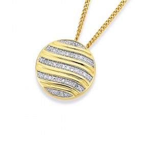 9ct+Wave+Disk+Diamond+Pendant