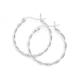 Sterling+Silver+25mm+Twist+Hoop+Earringss