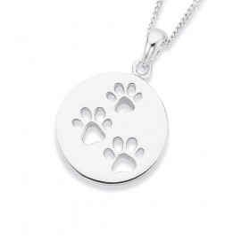 Sterling+Silver+Paw+Prints+Pendant+18mm