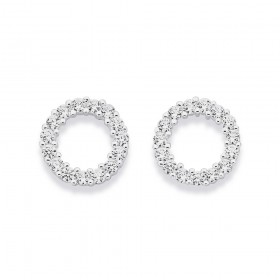 Sterling+Silver+%26amp%3B+Cubic+Zirconia+Open+Circle+Earrings+10mm