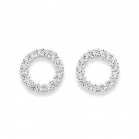 Sterling-Silver-Cubic-Zirconia-Open-Circle-Earrings-10mm on sale