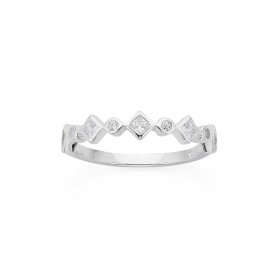 Sterling+Silver+CZ+Geometric+Stacker+Ring