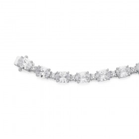 Sterling-Silver-20cm-CZ-Oval-Round-Bracelet on sale