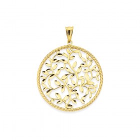 9ct+Diamond+Cut+Tree+of+Life+Pendant