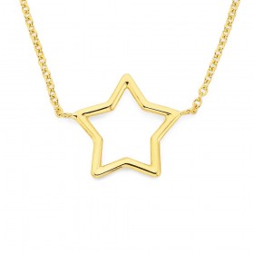 9ct+48cm+Adjustable+Star+Necklet