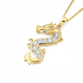 9ct+CZ+Dragon+Pendant