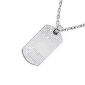 Stainless+Steel+Chisel+Dogtag+W.+Horizontal+Line