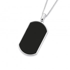 Sterling-Silver-Dog-Tag-Pendant-with-Reconstituted-Onxy-33mm-x-20mm on sale