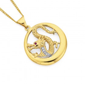 9ct+Created+Ruby+Dragon+Pendant