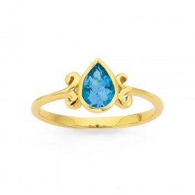 9ct+Blue+Topaz+Filigree+Ring